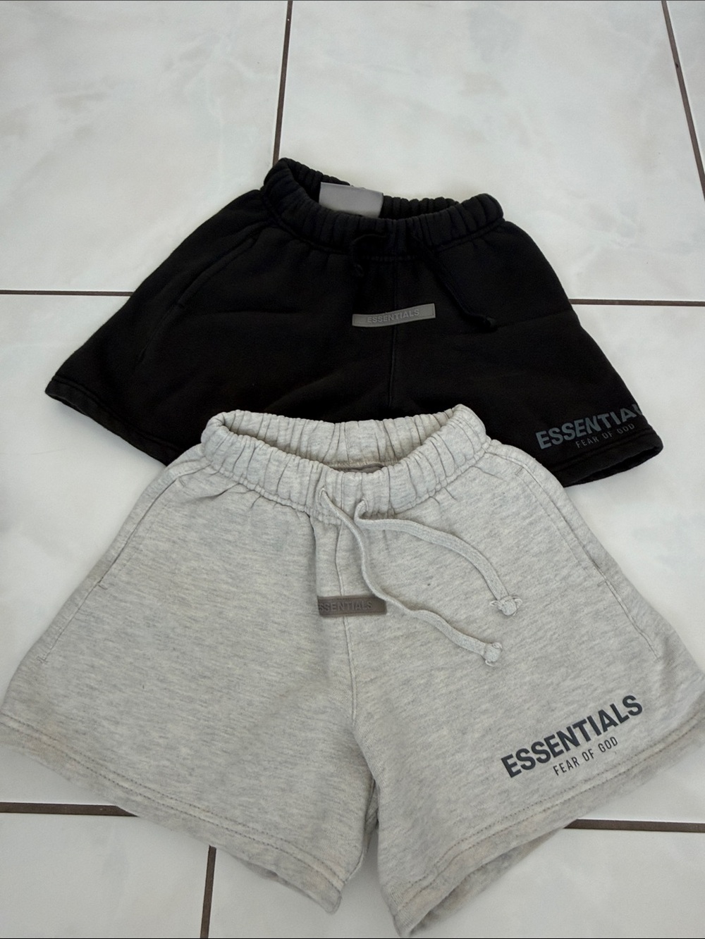 Fear of God ESSENTIALS Kids Black & Light Gray Sweat Shorts 2-Pack
